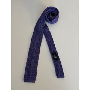Ralph Lauren Black Label Men's Purple Knit Woven Handmade Skinny Silk Tie